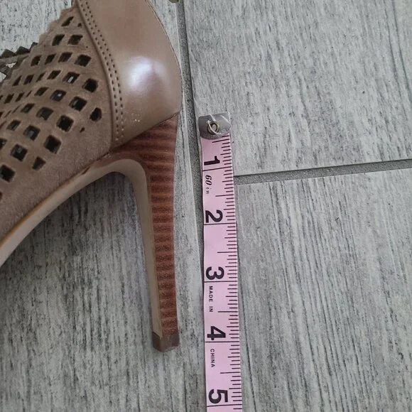 Marc Fisher women's brown Perforated Peep Toe Heeled stiletto booties - Size 8M - Picture 13 of 13